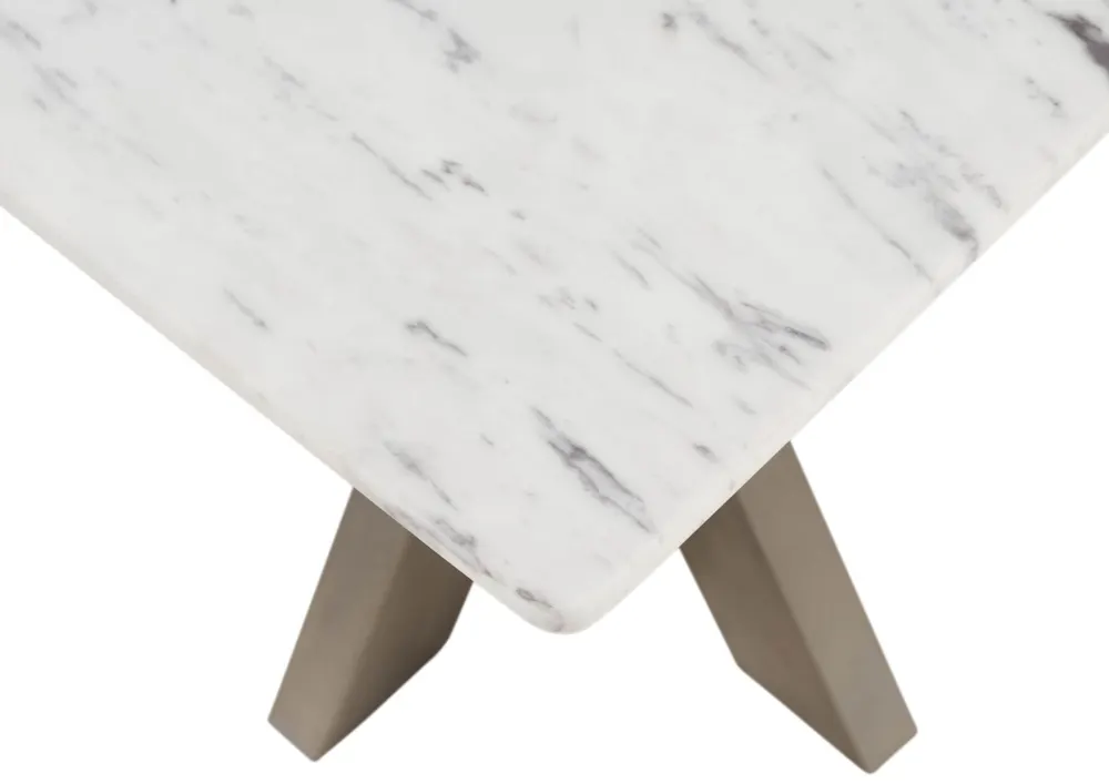 Massivmoebel24 Couchtisch BARCELONA, Marmor weiß, Eisen grau 2