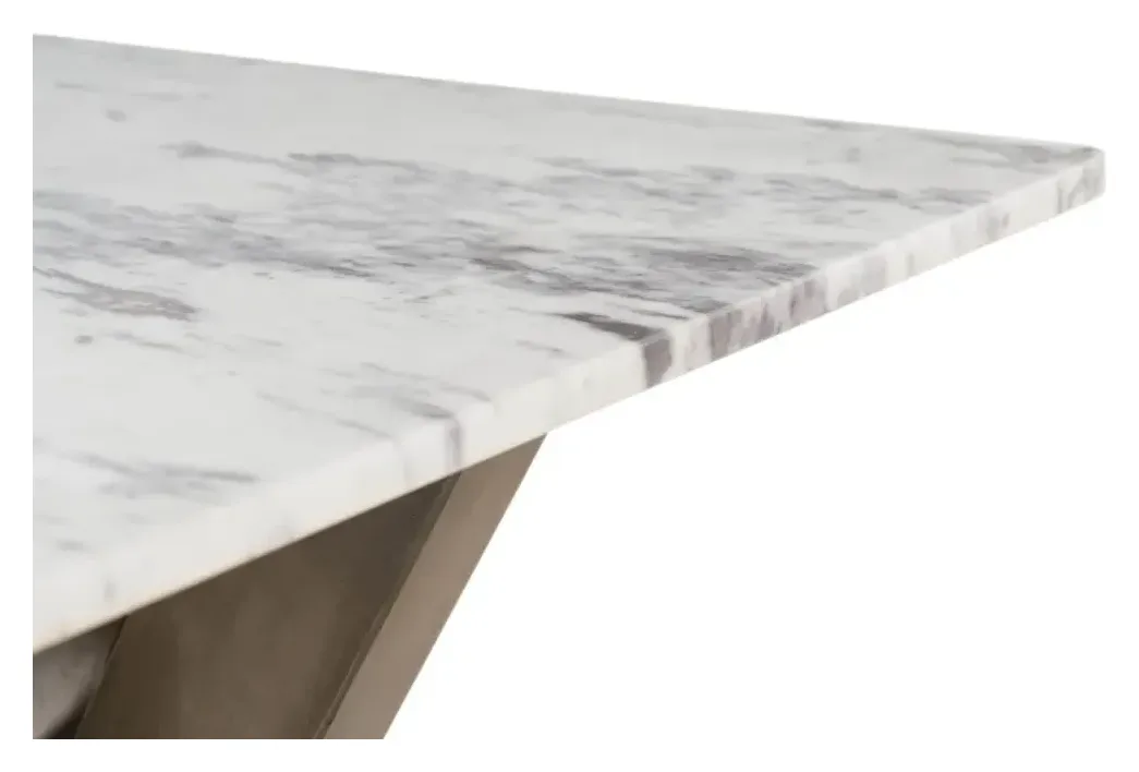 Massivmoebel24 Couchtisch BARCELONA, Marmor weiß, Eisen grau 3