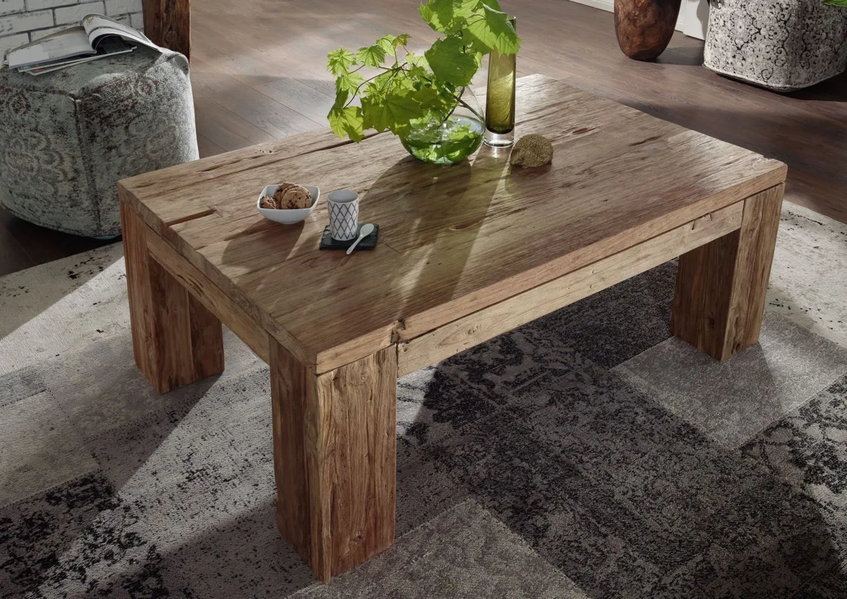 Massivmoebel24 Couchtisch BASSANO, Teak-Altholz natur 2