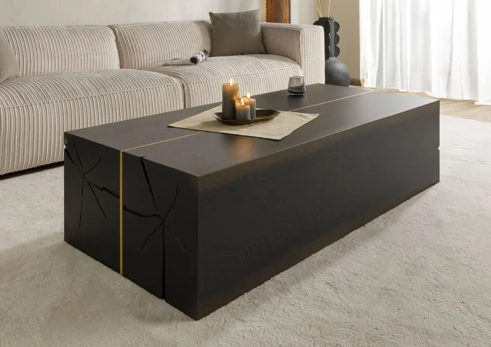 Massivmoebel24 Couchtisch BEAMS, Eiche dunkelbraun lackiert 3