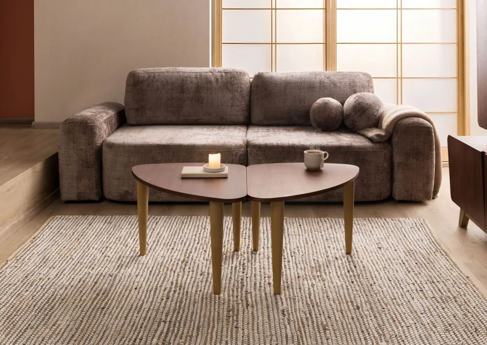 Massivmoebel24 Couchtisch BUTTERFLY, Nussbaum braun lackiert