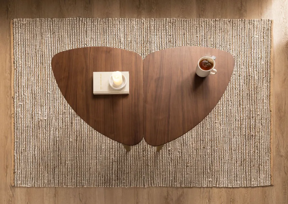 Massivmoebel24 Couchtisch BUTTERFLY, Nussbaum braun lackiert 2