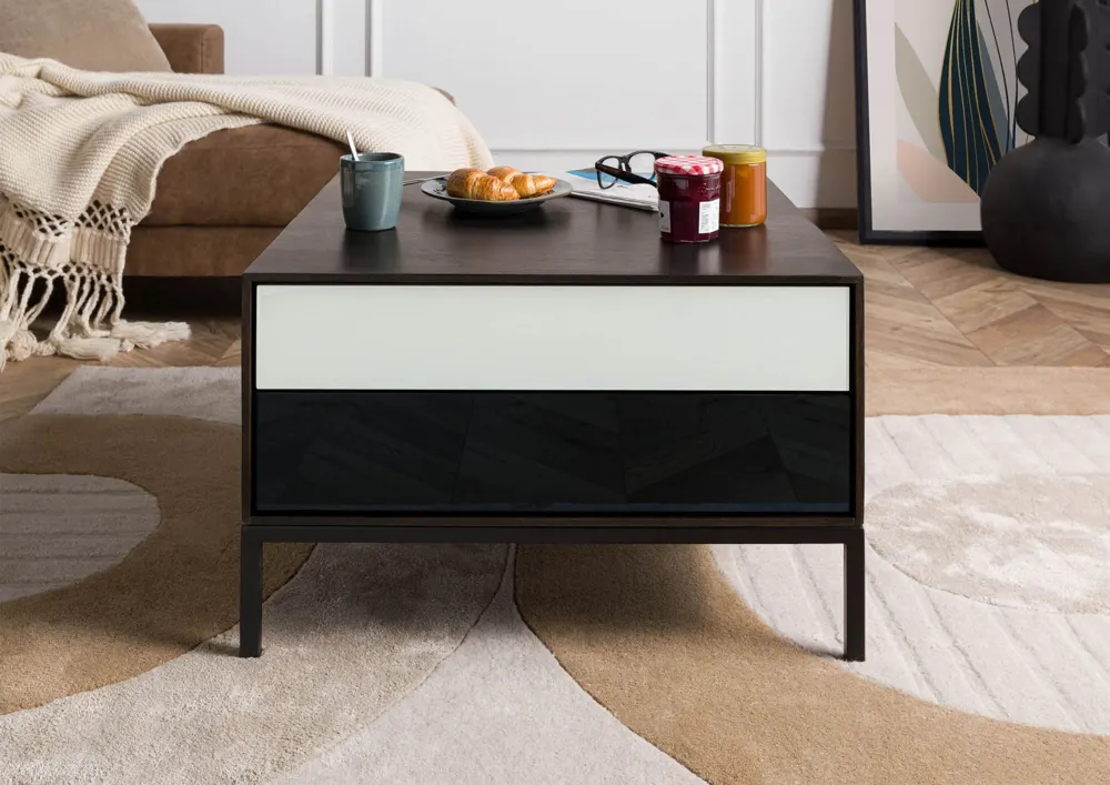 Massivmoebel24 Couchtisch CHICAGO, Mango dunkelgrau geölt