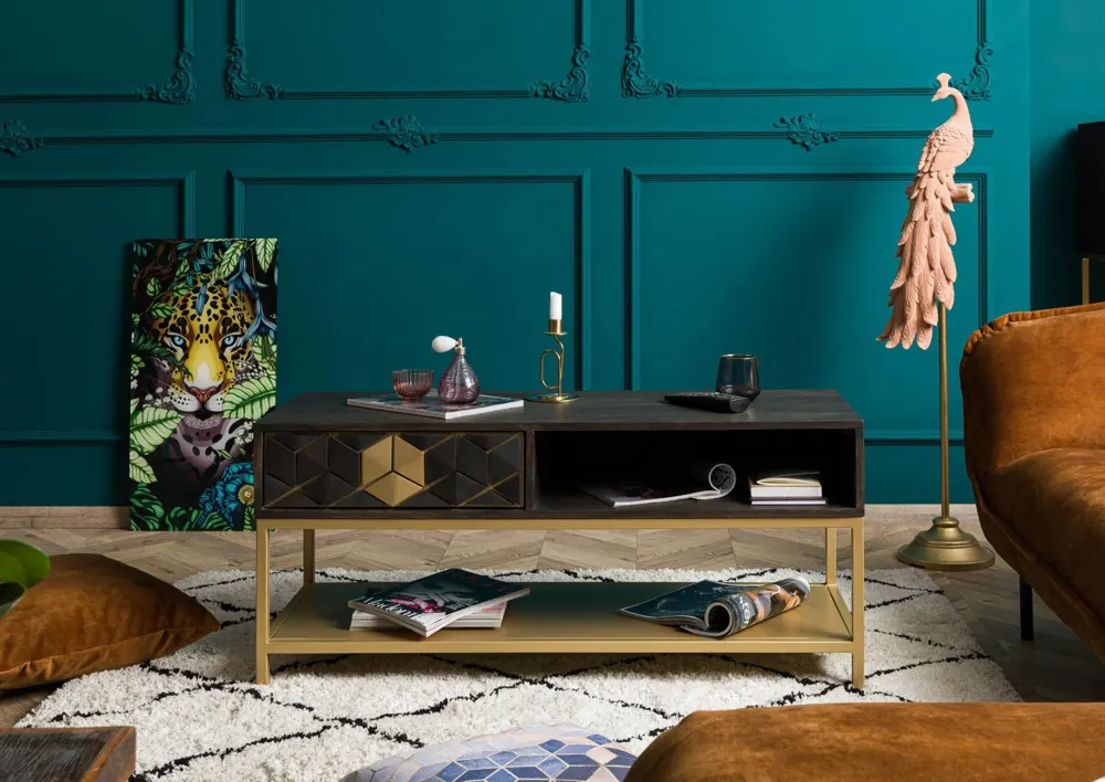 Massivmoebel24 Couchtisch DIAMOND, Mango grau geölt