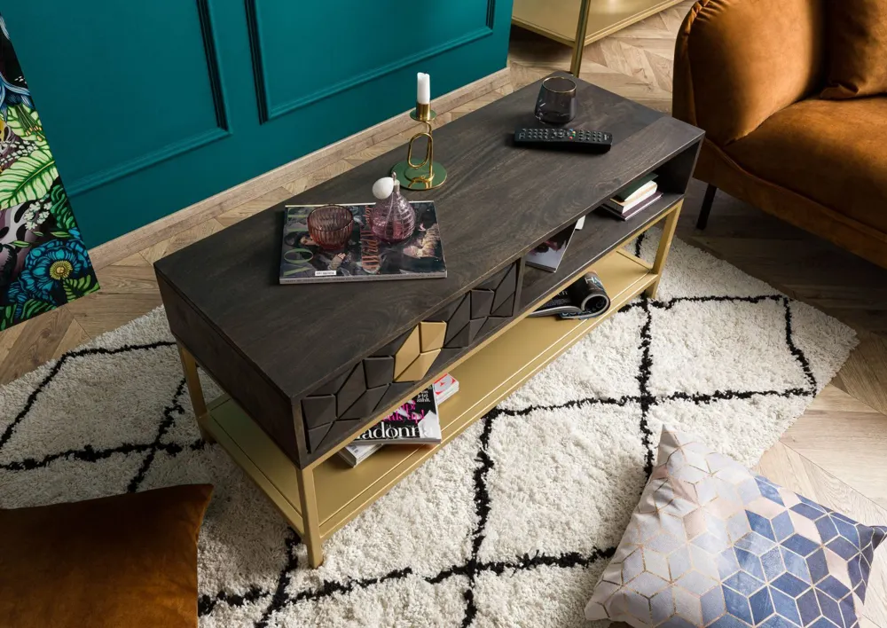 Massivmoebel24 Couchtisch DIAMOND, Mango grau geölt 2