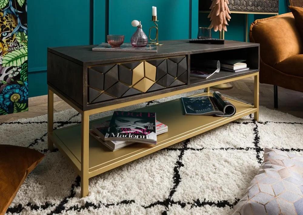 Massivmoebel24 Couchtisch DIAMOND, Mango grau geölt 3