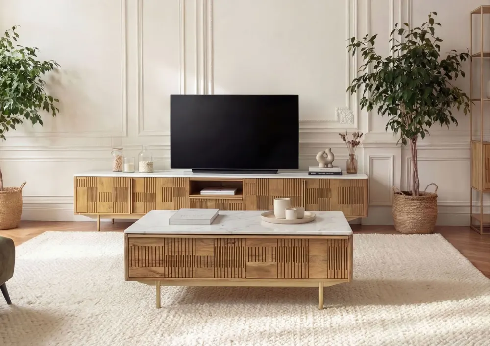 Massivmoebel24 Couchtisch MIAMI, Mango hellbraun geölt