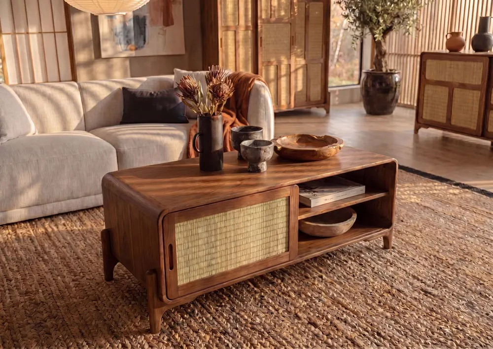 Massivmoebel24 Couchtisch MIZUMI, Mango hellbraun lackiert 3