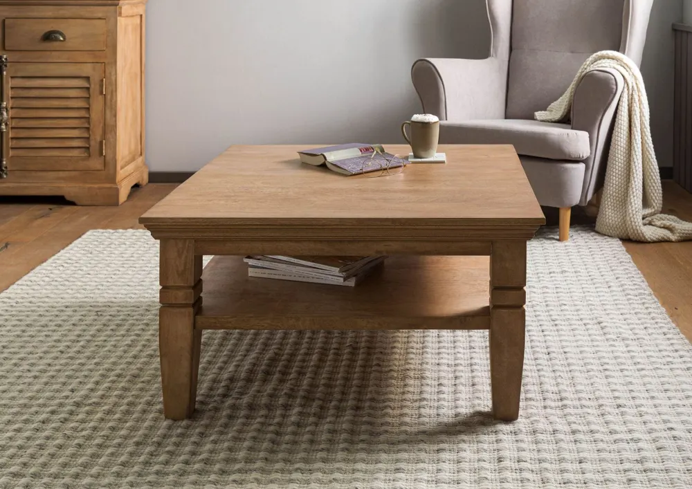 Massivmoebel24 Couchtisch TOULOUSE, Mango beige geölt