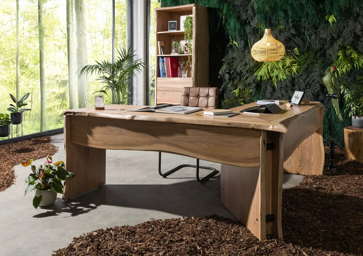 Massivmoebel24 Eckschreibtisch PURE ACACIA, Akazie natur