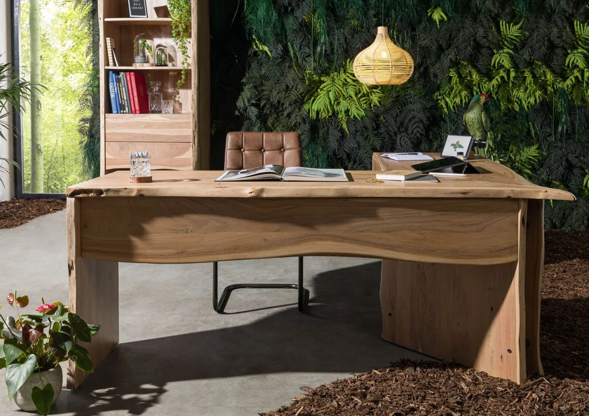 Massivmoebel24 Eckschreibtisch PURE ACACIA, Akazie natur 3