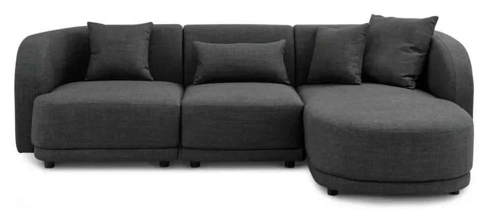 Massivmoebel24 Ecksofa JONAH, Bouclé dunkelgrau