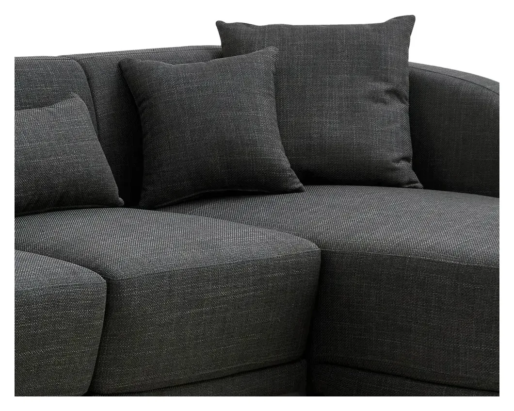 Massivmoebel24 Ecksofa JONAH, Bouclé dunkelgrau 2
