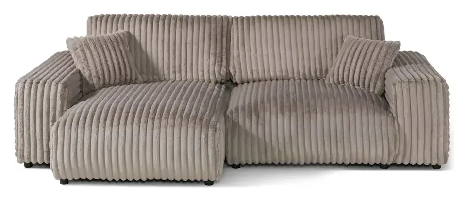 Massivmoebel24 Ecksofa PAULINA, Cord Velours grau