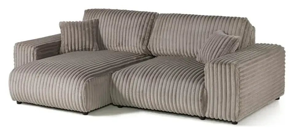 Massivmoebel24 Ecksofa PAULINA, Cord Velours grau 2