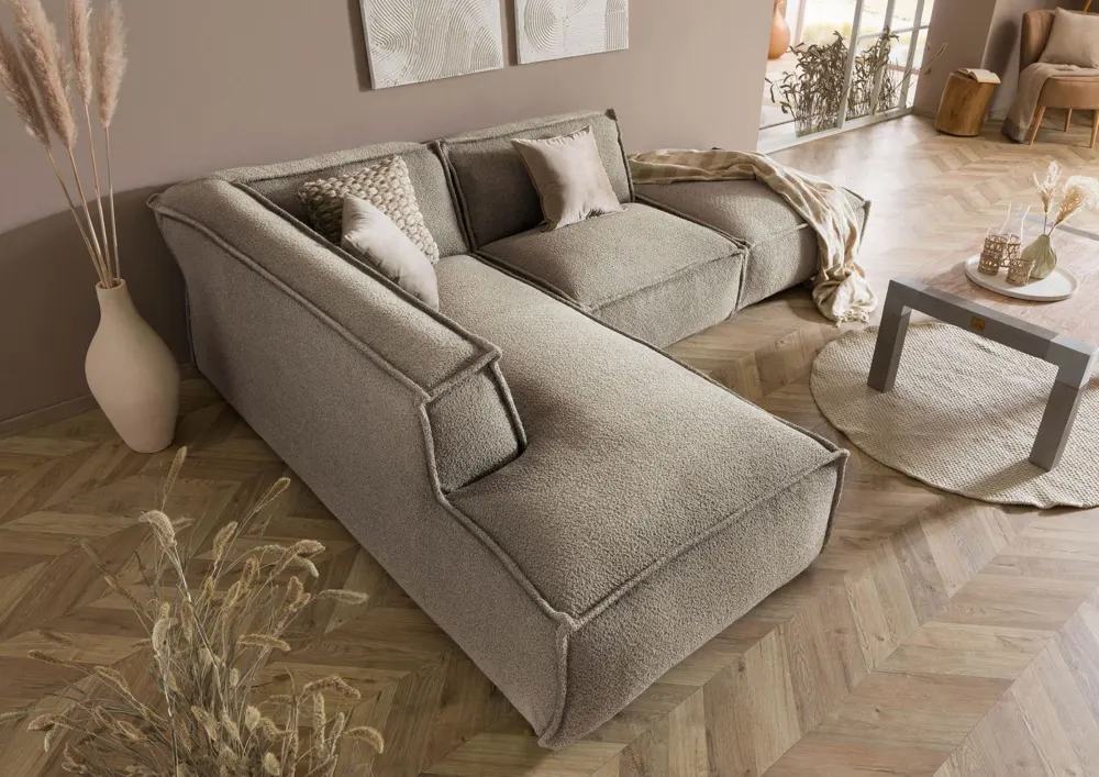 Massivmoebel24 Ecksofa RAVENNA, Polyester taupe 2