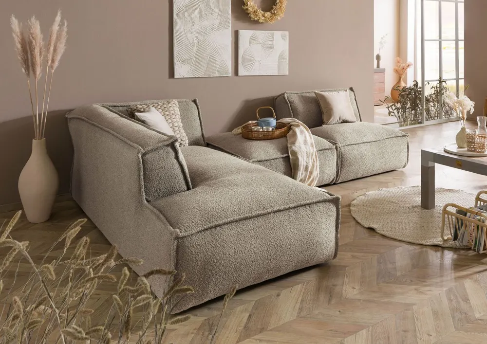 Massivmoebel24 Ecksofa RAVENNA, Polyester taupe 3
