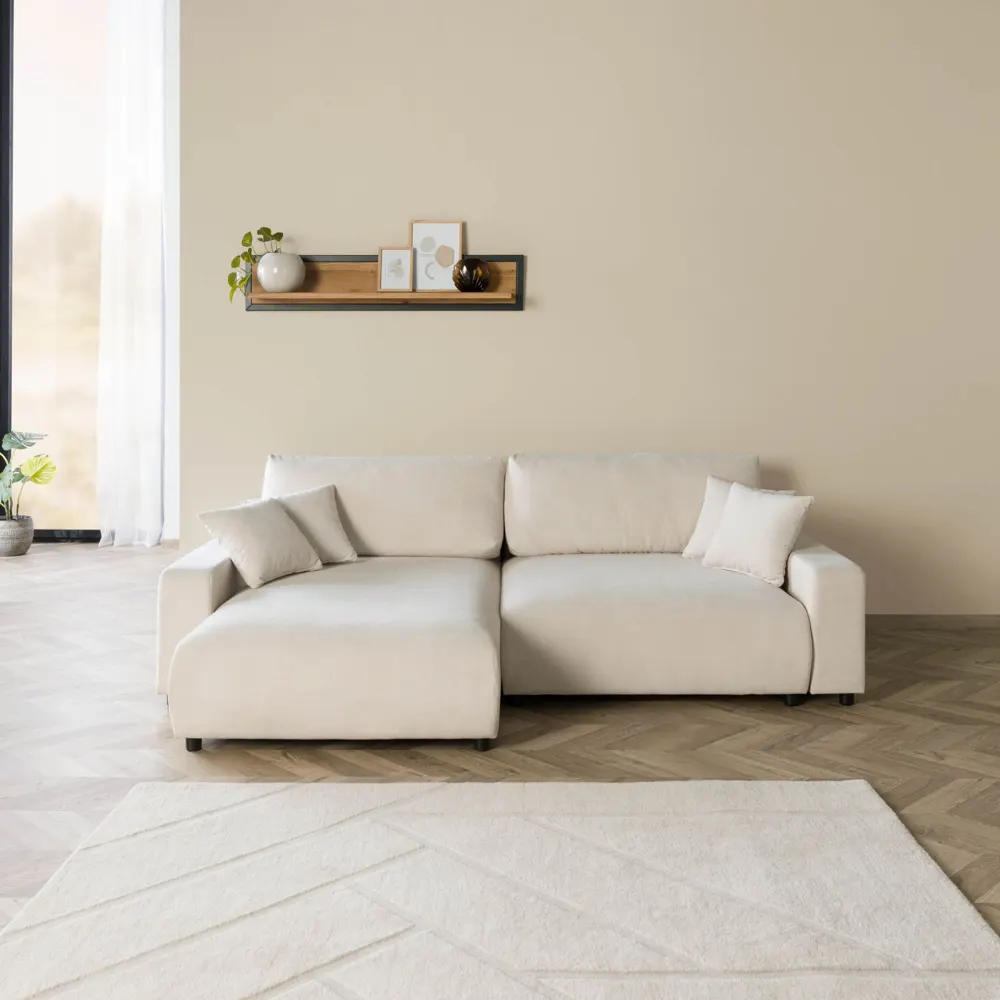 Massivmoebel24 Ecksofa SOFIA, Samt beige 2