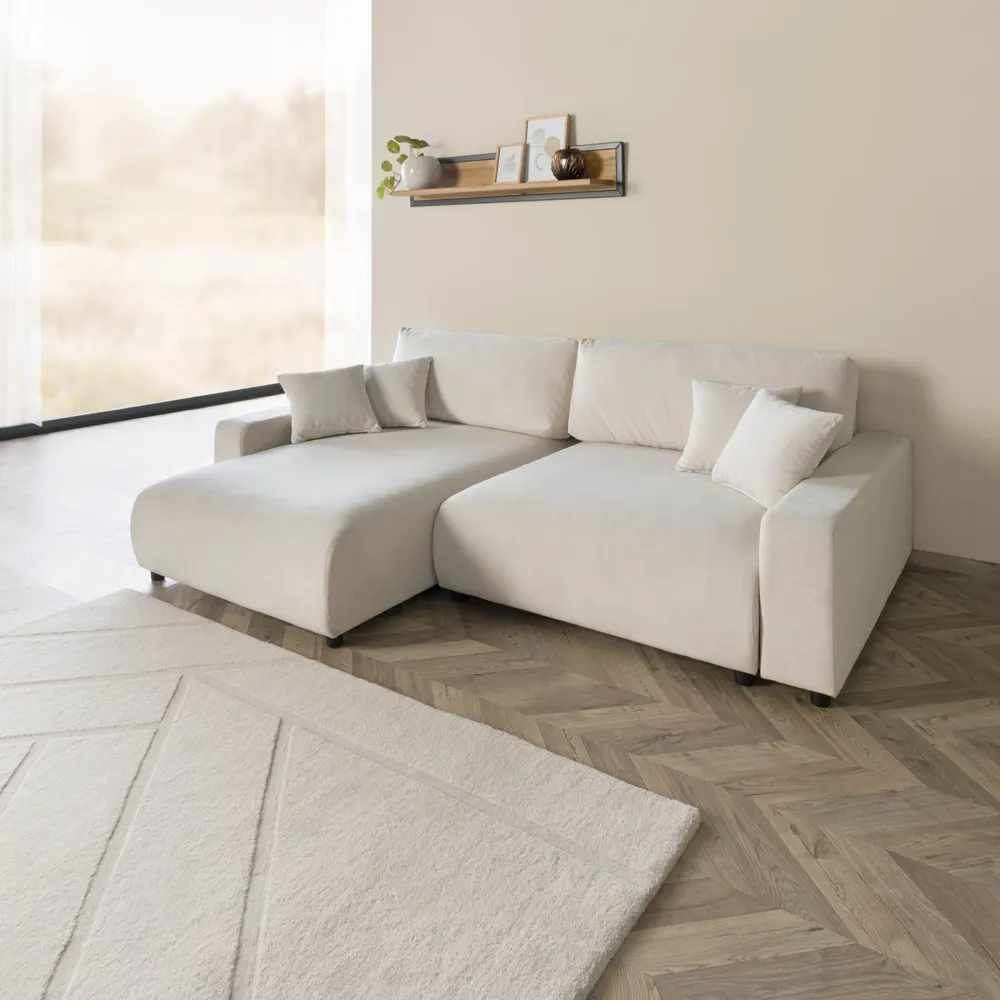 Massivmoebel24 Ecksofa SOFIA, Samt beige 3