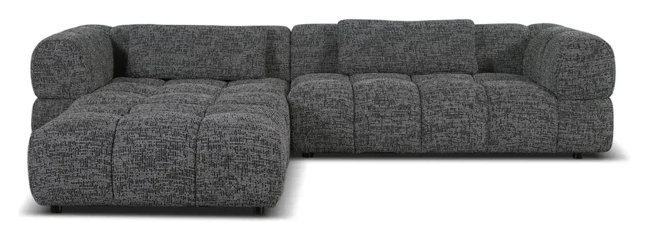 Massivmoebel24 Ecksofa STELLA, Chenille grau-schwarz