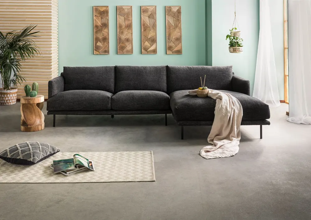 Massivmoebel24 Ecksofa TRIENT, schwarz