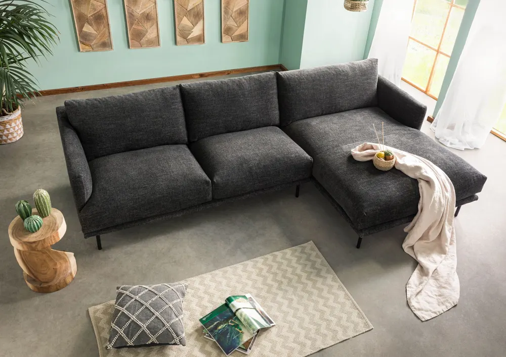 Massivmoebel24 Ecksofa TRIENT, schwarz 2