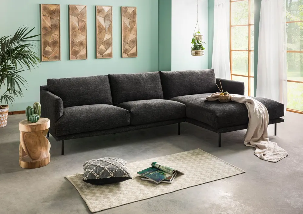 Massivmoebel24 Ecksofa TRIENT, schwarz 3