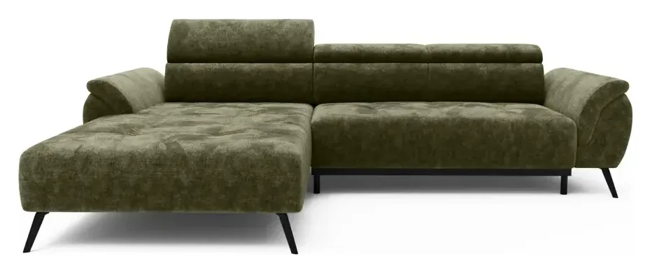 Massivmoebel24 Ecksofa VALENTINA, Chenille grün
