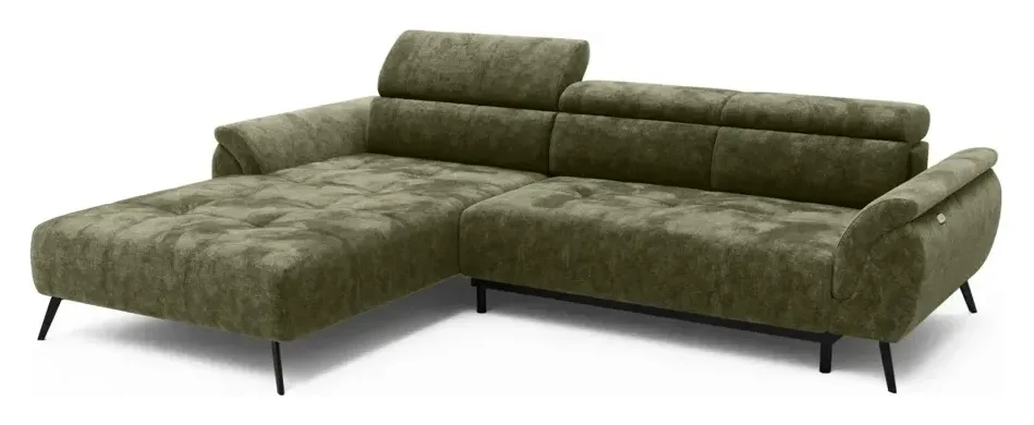 Massivmoebel24 Ecksofa VALENTINA, Chenille grün 2