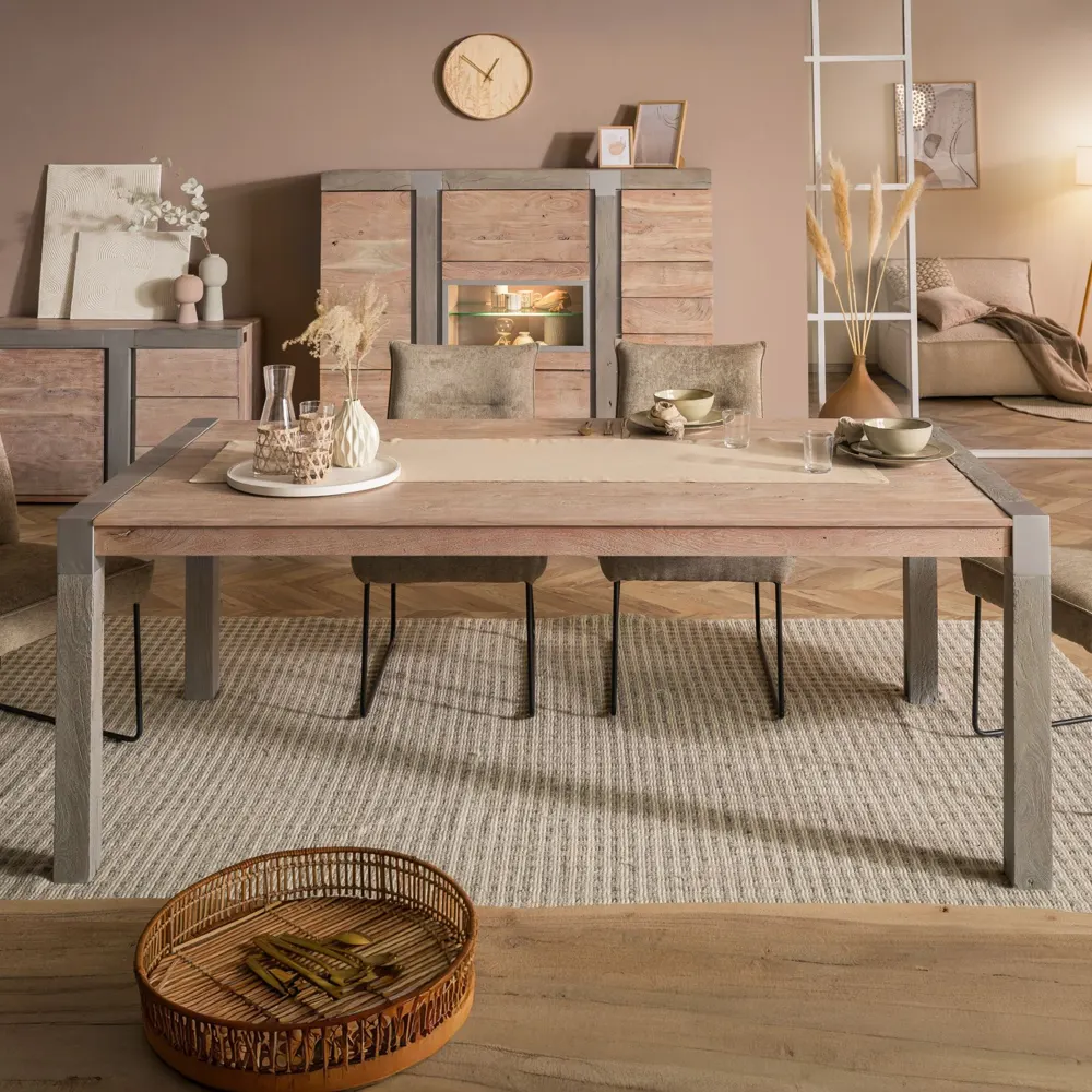 Massivmoebel24 Esstisch AMSTERDAM, Akazie beige lackiert 2