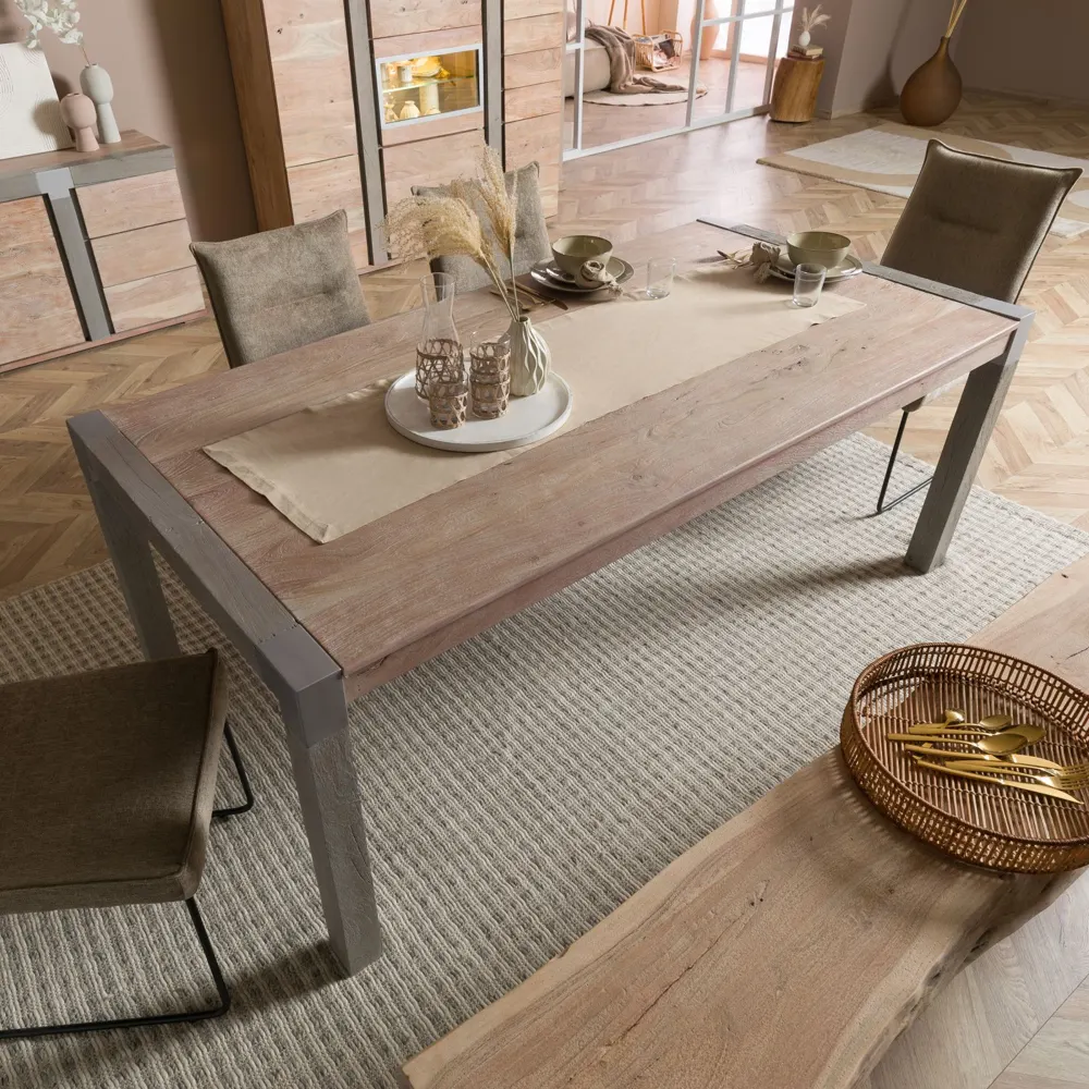 Massivmoebel24 Esstisch AMSTERDAM, Akazie beige lackiert 3