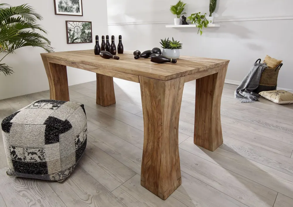 Massivmoebel24 Esstisch BASSANO, Teak-Altholz natur