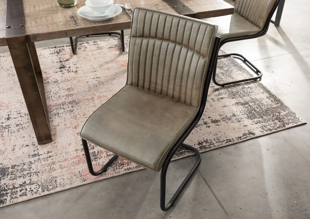 Massivmoebel24 Freischwinger IRON LABEL, Leder grau 2