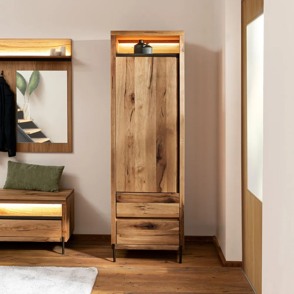 Massivmoebel24 Garderobe MONTREUX LUX, Wildeiche natur