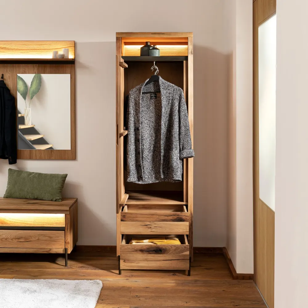 Massivmoebel24 Garderobe MONTREUX LUX, Wildeiche natur 3