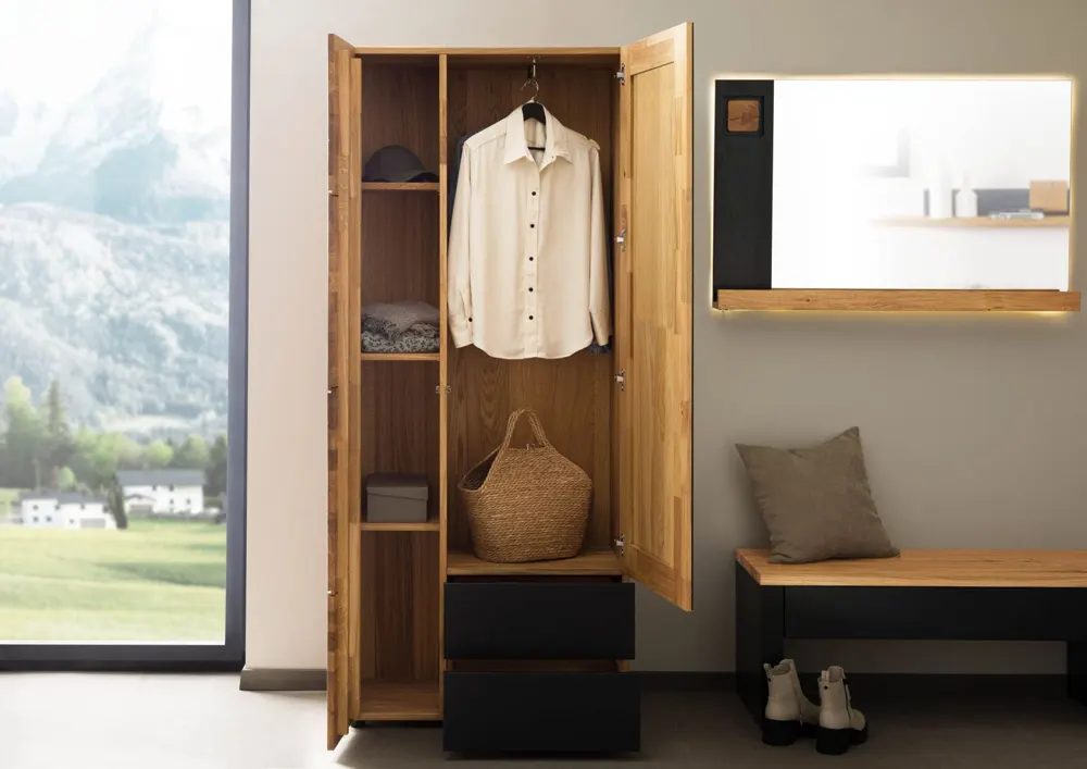 Massivmoebel24 Garderobenschrank KITZBÜHEL, Wildeiche natur 3