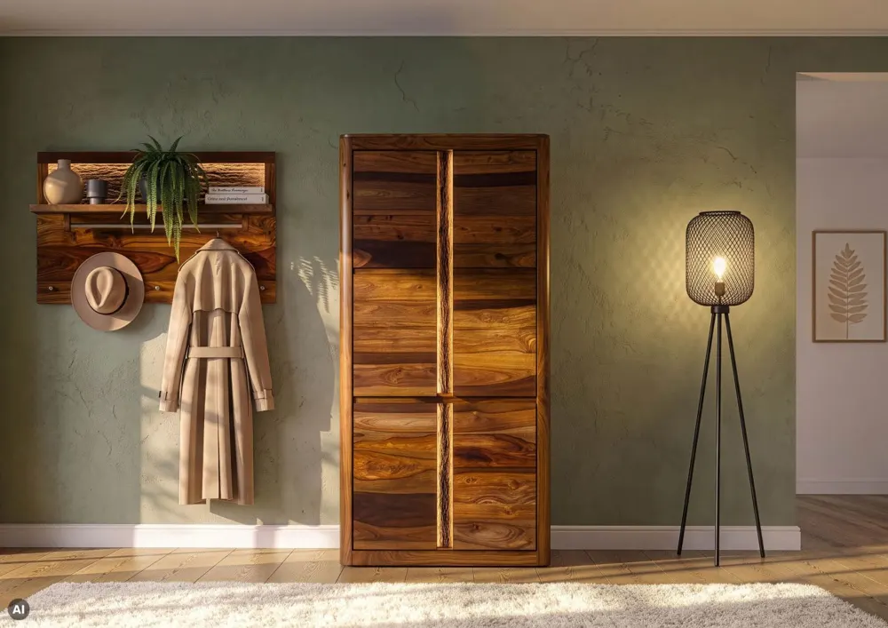 Massivmoebel24 Garderobenschrank TORONTO LUX, Sheesham