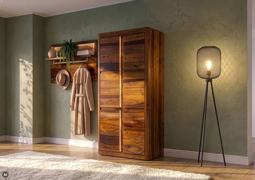 Massivmoebel24 Garderobenschrank TORONTO LUX, Sheesham 2