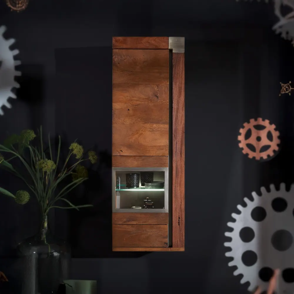 Massivmoebel24 Hängevitrine AMSTERDAM, Mango braun lackiert