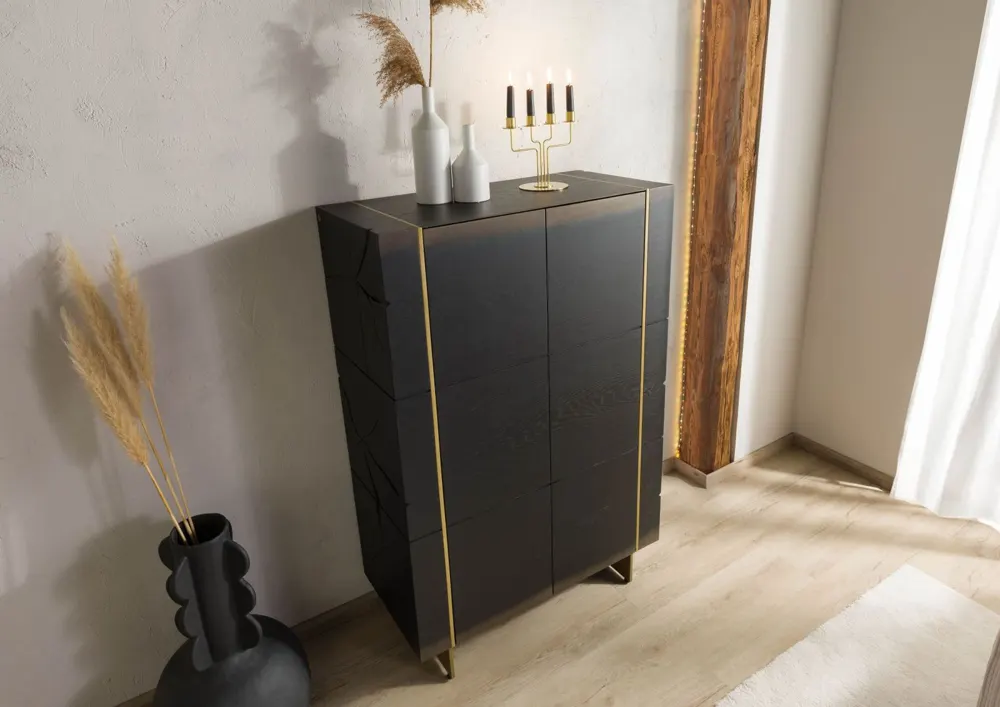Massivmoebel24 Highboard BEAMS, Eiche dunkelbraun lackiert 2