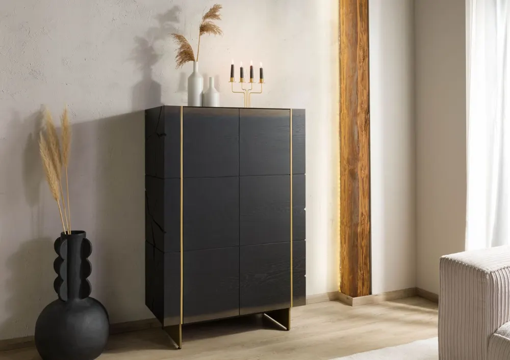 Massivmoebel24 Highboard BEAMS, Eiche dunkelbraun lackiert 3