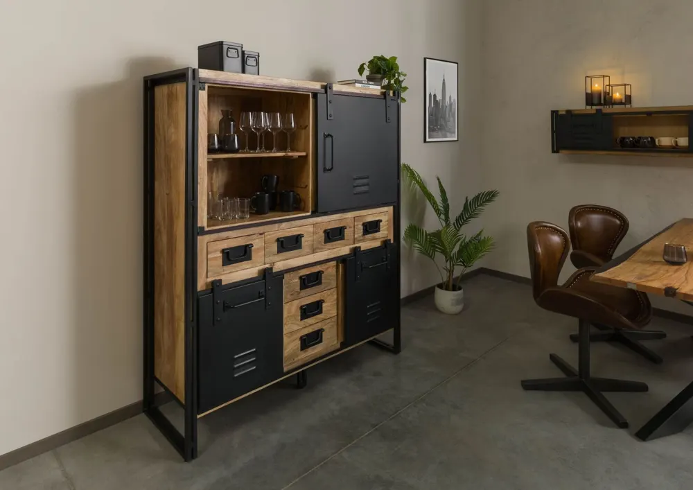 Massivmoebel24 Highboard BLACKBURN, Mango natur lackiert 2