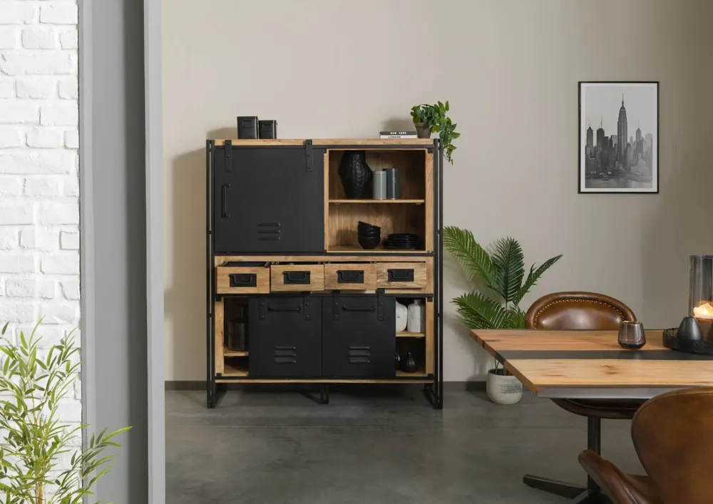 Massivmoebel24 Highboard BLACKBURN, Mango natur lackiert 3