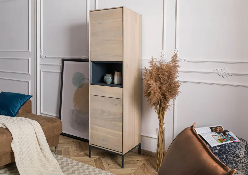Massivmoebel24 Highboard CHICAGO, Akazie grau-weiß geölt 3