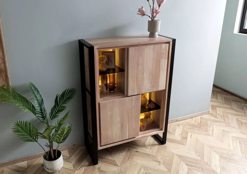 Massivmoebel24 Highboard DENVER, Akazie natur lackiert 2