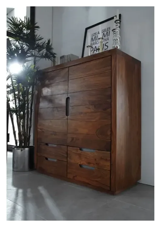 Massivmoebel24 Highboard DUKE, Sheesham walnuss lackiert 2
