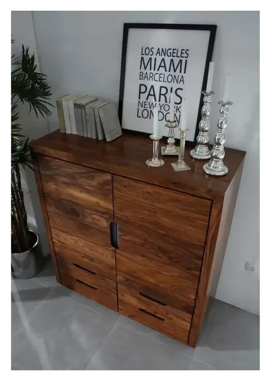 Massivmoebel24 Highboard DUKE, Sheesham walnuss lackiert 3