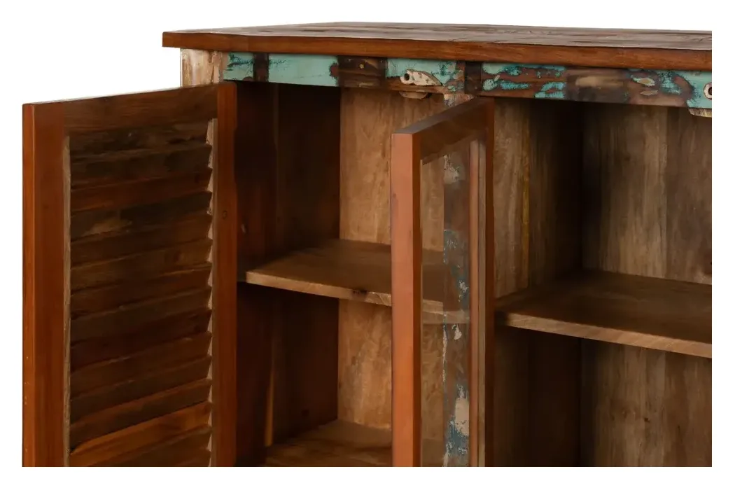 Massivmoebel24 Highboard FABLE, Altholz mehrfarbig lackiert 2