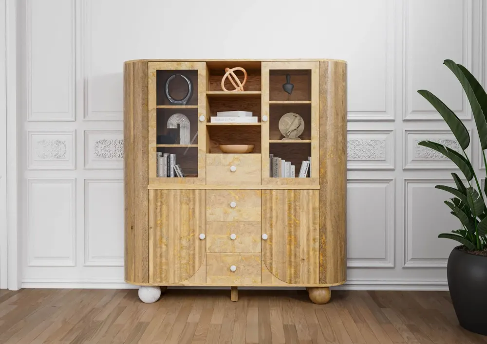 Massivmoebel24 Highboard FLORENZ, Mango natur lackiert