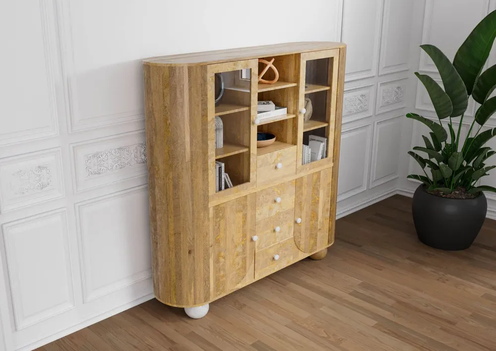 Massivmoebel24 Highboard FLORENZ, Mango natur lackiert 2